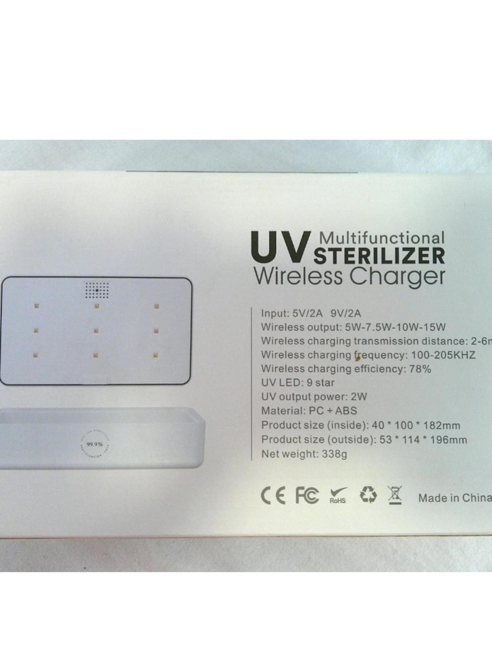 UV Multifunctional Sterilizer Wireless Charger - White with Purple Tray - Picture 2 of 12